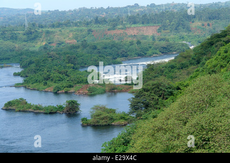 Vista aerea intorno alle cascate Bujagali in Uganda (Africa) Foto Stock