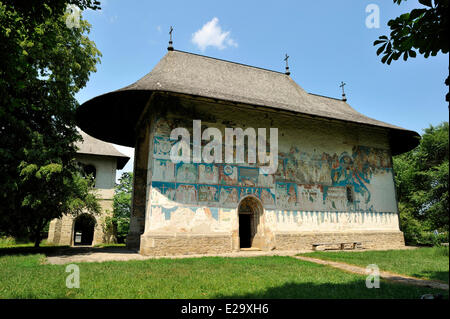La Romania, regione di Bucovina, chiesa di Arbore elencati come patrimonio mondiale dall' UNESCO Foto Stock