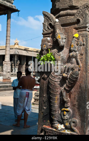 India, Tamil Nadu, Kanchipuram, Varadaraja Perumal temple (o tempio Devarajaswami) dedicato a Vishnu Foto Stock