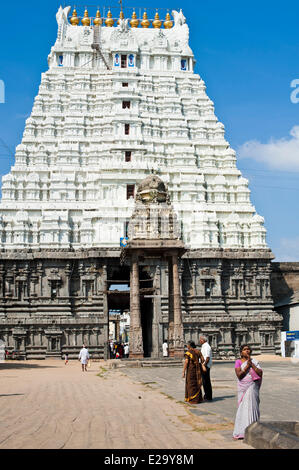 India, Tamil Nadu, Kanchipuram, Varadaraja Perumal temple (o tempio Devarajaswami) dedicato a Vishnu Foto Stock