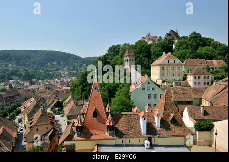 La Romania, Transilvania, Sighisoara, uno dei sette sassone città fortificata in Transilvania, classificato come patrimonio mondiale dall' UNESCO Foto Stock