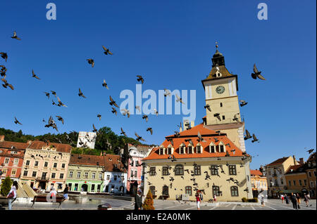 La Romania, Transilvania, Brasov, Piata Sfatului (piazza del Consiglio), casa Sfatului (consiglio casa) Foto Stock