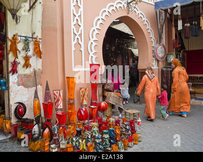 Il Marocco, Superiore Atlas, Marrakech città imperiale, la medina elencati di patrimonio mondiale dall UNESCO, il souk Foto Stock