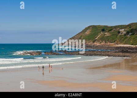 Francia, Manche, Cotentin, Les Pieux, spiaggia Sciotot Foto Stock