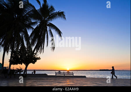 Messico, Baja California Sur stato, La Paz, il Malecon (waterfront street) al tramonto Foto Stock