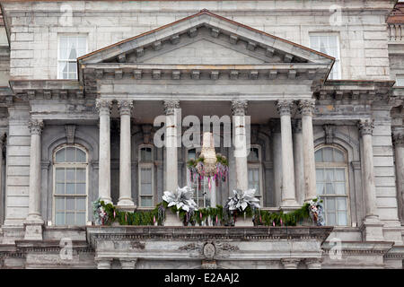 Canada, Provincia di Quebec, Montreal Vecchia Montreal, il municipio, il famoso balcone dove il generale de Gaulle ha realizzato il suo famoso vive Foto Stock