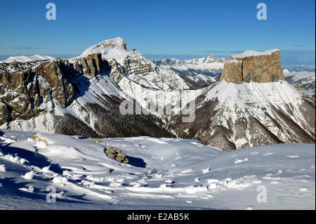 Francia, Isere (38), il Parc Naturel Regional du Vercors (Parco Naturale Regionale del Vercors), altopiano, Mont Aiguille e Foto Stock