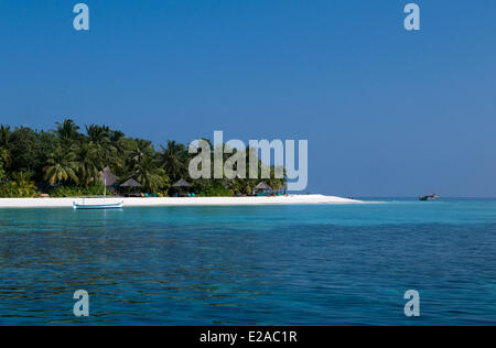 Maldive, North Male Atoll, Vabbinfaru Island, Banyan Tree Vabbinfaru hotel resort Foto Stock