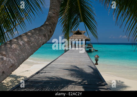 Maldive, North Male Atoll, Vabbinfaru Island, Banyan Tree Vabbinfaru hotel resort Foto Stock