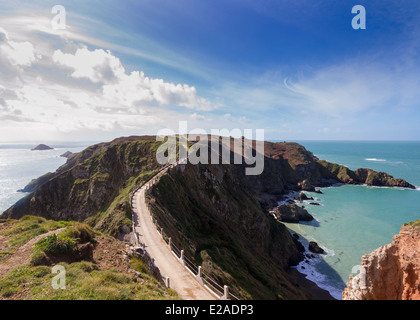 La Coupee su Sark isole del canale Foto Stock