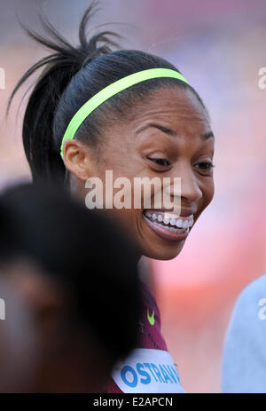 Ostrava, Repubblica Ceca. 17 Giugno, 2014. Vincitore della 200 metri eseguire Allyson Felix degli Stati Uniti si è visto durante il Golden Spike 2014, IAAF World Challenge meeting di atletica a Ostrava, Repubblica ceca, 17 giugno 2014. Credito: Jaroslav Ozana/CTK foto/Alamy Live News Foto Stock