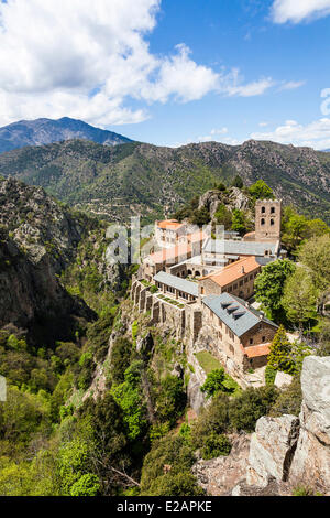 Francia, Pirenei orientali, Casteil, Saint Martin du Canigou abbey Foto Stock