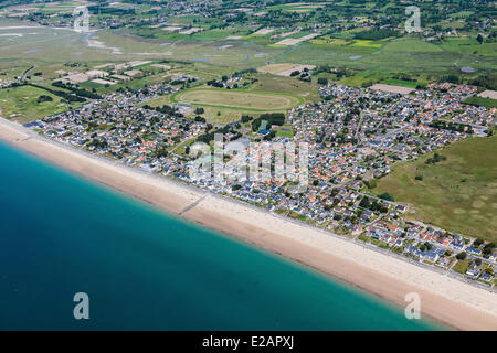 Francia, Manche, Brehal, Saint Martin de Brehal (vista aerea) Foto Stock