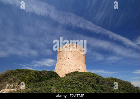 Isole Baleari Spagna Maiorca Cala Pi, torre di avvistamento Foto Stock