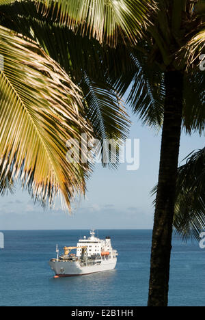 Francia Polinesia francese Isole Marchesi, Fatu Hiva isola, Omoa Bay, Aranui 3 Foto Stock