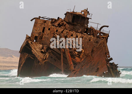 Capo Verde, Boavista, Boa Esperança, Boavista, Cabo Santa Maria Beach, relitto della Santa Maria la nave mercantile (1968) Foto Stock