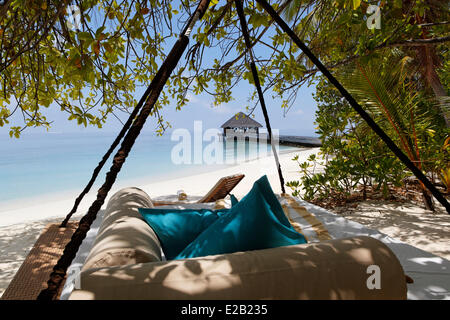 Maldive Kaafu Nord Male Atoll, Huvafen da Fushi hotel, spiaggia Foto Stock
