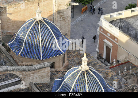 Spagna, Valencia, vista dal Miguelete campanile ottagonale della Cattedrale Foto Stock