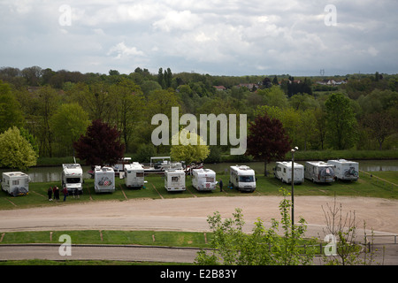 Mobilehome scalo di Charmes, Vosges, Francia Foto Stock