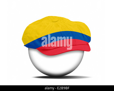 Moda hat su bianco con la bandiera della Colombia - percorso di clipping per la hat Foto Stock