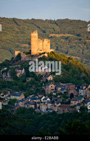 Francia, Aveyron, Najac, etichettati i più bei villaggi di Francia, borgo medioevale e il castello Foto Stock