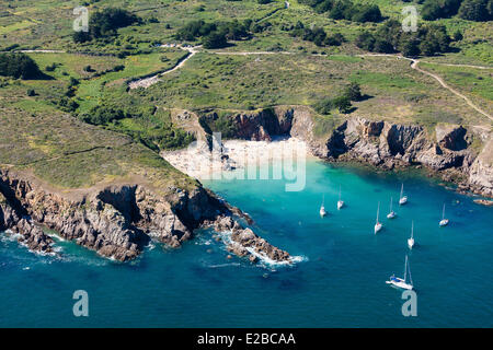 Francia, Vendee, Ile d'Yeu, Anse des Soux (vista aerea) Foto Stock