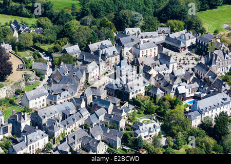 Francia, Morbihan, Rochefort en Terre, etichettati i più bei villaggi di Francia (vista aerea) Foto Stock