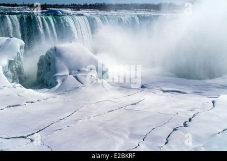 Cascate del Niagara Ontario in Canada. Vista delle Cascate Horseshoe (Canadian Falls) in inverno. Foto Stock