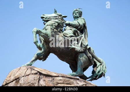 Monumento storico di Hetman Bogdan Khmelnitsky sulla piazza di Sofia a Kiev, Ucraina Foto Stock