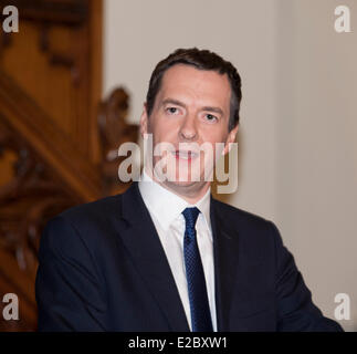 Londra, UK, 18 Giugno, 2014. George Osborne il Cancelliere dello Scacchiere fornisce discorso di Margaret Thatcher conferenza sulla libertà 18 giugno 2014 Guildhall London UK Credit: Prixnews/Alamy Live News Foto Stock