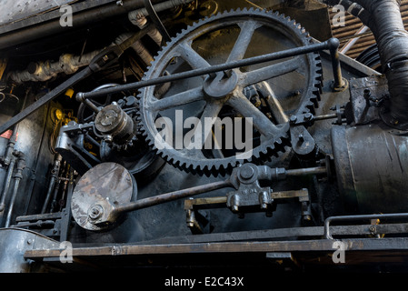 Ingranaggi di 1907 opere industriali gru a vapore, storico Nevada ferrovia settentrionale, Ely, Nevada. Foto Stock