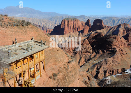 Cina, Qinghai, Amdo, Jiantsa county, Khamra National Park, Namzong, 3 studiosi hermitage Foto Stock