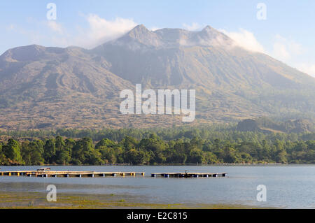 Indonesia, Bali, Kintamani area, Gunung Batur e vulcano Batur lago vicino Kedisan Foto Stock