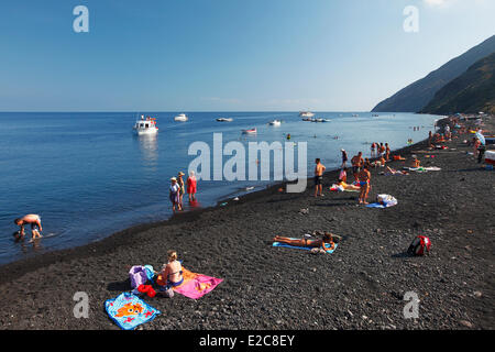 L'Italia, Sicilia e isole Eolie, classificato come patrimonio mondiale dall UNESCO, Stromboli Foto Stock