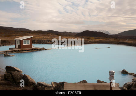 L'Islanda, Nordurland Eystra regione, Myvatn natura vasca da bagno Foto Stock