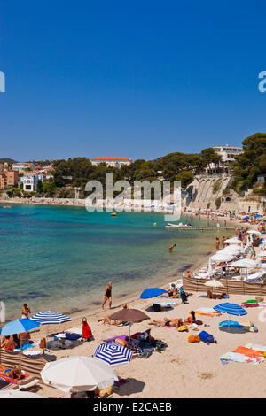 Francia, Var, Bandol, spiaggia Renecros Foto Stock