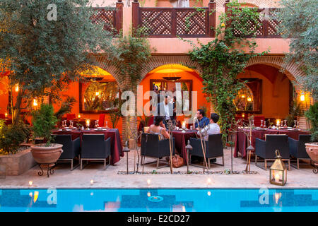 Il Marocco, Alto Atlante, Marrakech città imperiale, ristorante La Maison Arabe Foto Stock