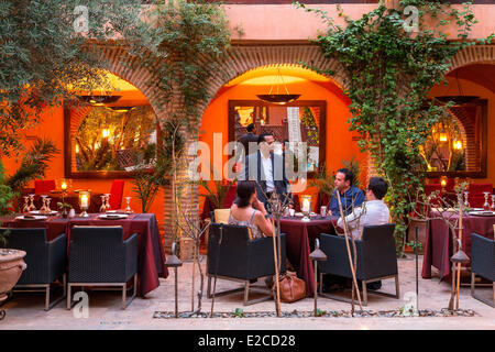 Il Marocco, Alto Atlante, Marrakech città imperiale, ristorante La Maison Arabe Foto Stock