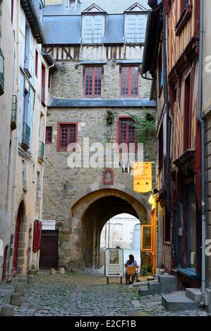 Francia, Ille et Vilaine, Rennes, Rue des Portes Mordelaises Foto Stock