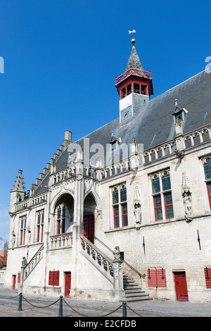 Municipio medievale della città di Damme, nei pressi di Bruges in Belgio Foto Stock