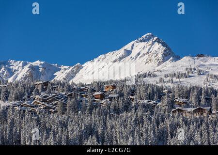 Francia, Savoie, Massif de la Vanoise, Valle Tarentaise, 3 valli, Courchevel 1850 ski resort Foto Stock