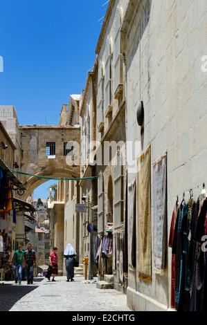 Israele, Gerusalemme, città santa e la città vecchia sono classificati come patrimonio mondiale dall'UNESCO, la Via Dolorosa nel Quartiere Musulmano, Ecce Homo arco che è un romano ex arco trionfale Foto Stock