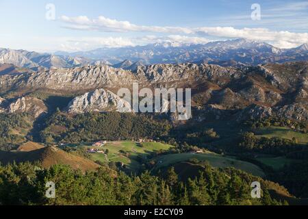 Spagna provincia delle Asturie Parco Nazionale Picos de Europa visto dal punto di vista fito Foto Stock