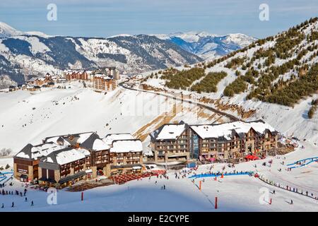 Francia Hautes Pirenei ski resort di Peyragudes Peyresourde piste Foto Stock