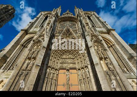 Francia Seine Maritime Rouen cathedrale Notre Dame de Rouen (Madonna della cattedrale di Rouen) Porta Sud Foto Stock