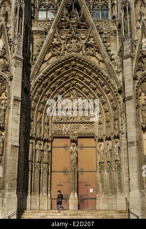 Francia Seine Maritime Rouen cathedrale Notre Dame de Rouen (Madonna della cattedrale di Rouen) Porta Sud Foto Stock