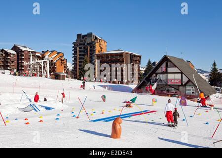 Francia Ariège Ax les Therme Ax 3 Domaines ski resort Foto Stock