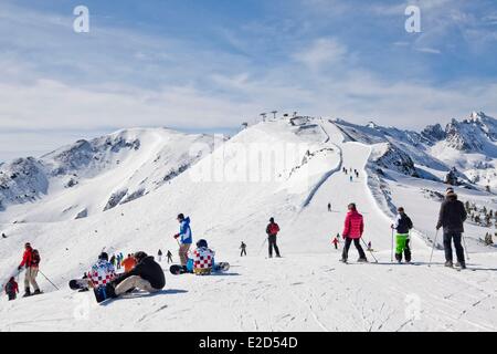 Francia Ariège Ax les Therme Ax 3 Domaines ski resort Foto Stock