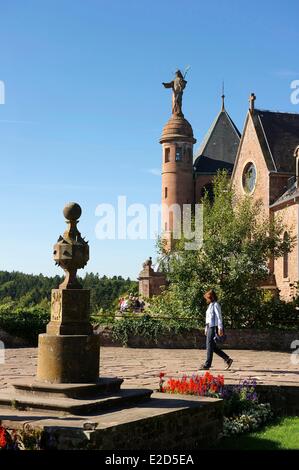 Francia Bas Rhin Mont St Odile Sainte Odile convento meridiana geografica con facce 24 Foto Stock