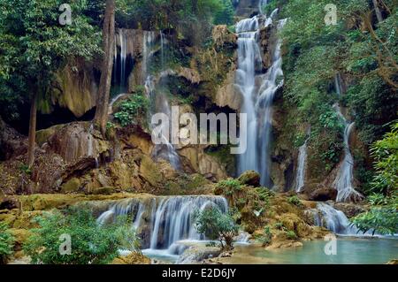 Laos Luang Prabang porvince cascate di Kuang Si Foto Stock